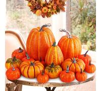 Set de décoration d'automne citrouille mousse orange 16 pcs. Halloween Thanksgiving DIY TableView