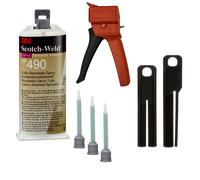 Set de démarrage : 1x 3M Scotch-Weld colle de construction à 2 composants EPX System DP490, noir, 50 ml, 1x appareil manuel S-K-S pour cartouches EPX 38 à 50ml, y compris piston d'avance 2:1 & 10:1, 3