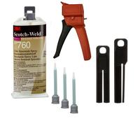 Set de démarrage : 1x 3M Scotch-Weld colle de construction à 2 composants EPX System DP760, blanc, 50 ml, 1x appareil manuel S-K-S pour cartouches EPX 38 à 50ml y compris piston d'avance 2:1 & 10:1, 3