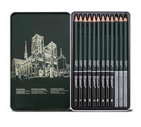 Set de Dessin au Fusain Crayon Papier Crayons à Dessin Professionnel Fournitures d'Art Crayons Fusain Crayon Graphite Zeichenset pour le Croquis l’ombrage pour Artistes Débutants Étudiants 12 Pièces