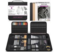 Set de dessin professionnel - 126 pièces - Carnet de croquis - Charbon/Grafite - Outils de mélange