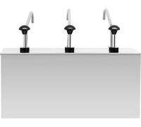Set de distributeurs de sauce - Distributeur à triple pompe en acier inoxydable - Volume 3×3,3 l - Dimensions 50×19×25 cm - Pour la restauration/cuisine - Gris argenté