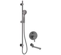Set de douche encastré avec bec de baignoire, titane