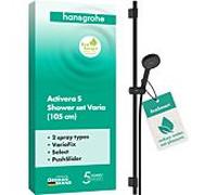 Set de douche hansgrohe Activera Select S 28050670 2 jets à économie d'eau avec barre de douche Varia, Ø 95 mm, version 105, noir mat