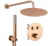 Set De Douche Lungo Or Brossé + Thermostat + Boîte