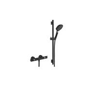 set de douche mitigeur ecostat comfort + barre unica 65 cm + douchette 3 jets raindance 120 select e, noir mat