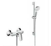 Set de douche Mitigeur Logis + Douchette 2 jets + Barre 65 cm + Flexible, Chrome (71600000-CROMETTA)