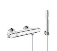 Set de douche Mitigeur thermostatique Grohtherm 1000 + Douchette stick 1 jet Euphoria Cosmopolitan, Chrome (34550000-Euphoria)
