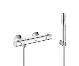 Set de douche Mitigeur thermostatique Grohtherm 800 + Douchette stick 1 jet Euphoria Cosmopolitan, Chrome (34558000-Euphoria)