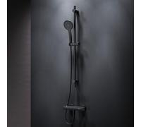 Set de douche noir AM.PM : Thermostat de douche& Set de douche (douchette&barre)|Set de douche : douchette, barre de douche et thermostat|Set de douche et thermostat de douche, rond|Robinet de douche