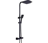 Set de douche, réglable en hauteur, douche à pluie, noir