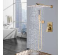 Set de douche Thermostat intelligent Ensemble de douche encastré Set de douche pluie or pour B&B, hôtels, centres de bains, piscines, gymnases, salons de beauté
