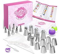 set de douilles 91 pièces MoNiRo - Douilles russes professionnelles + poche en silicone, poche à douille jetable, set déco pâtissière cupcake, accessoire pâtisserie, déco gâteau