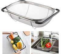 Set de égouttoir de cuisine argenté, 3 pièces - micro-perforé - pour pâtes, riz, fruits, légumes - set de égouttoir lavable