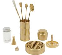 Set de fabrication d'encens/bâtons d'encens - Set d'outils en laiton - presse & cuillère, moules, boîte de rangement, style chinois antique, modèle de table - or