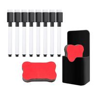 Set De Feutre Tableau Blanc Effacable, 8 Ensemble De Marqueur Pour Tableau Blanc Noir, Comprend 1 Effaceur Pour Tableau Blanc, 1 Porte-Stylo Magnétique, Idéal Pour Les écoles Et Les Bureaux