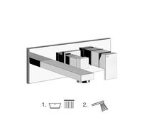 Set de finition Gessi pour mitigeur monocommande BRAUSE avec inverseur 2 voies et bec de baignoire, 1 sortie : sortie libre sur UPK sortie : après inverseur bec de baignoire, 44907710, Couleur: Laiton
