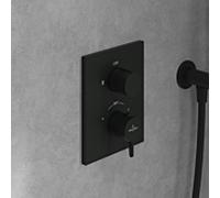 set de finition Villeroy und Boch Conum TVS127002000K5 thermostat encastré avec réglage du volume bidirectionnel, montage mural, noir mat