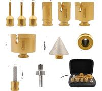 Set de forets diamantés, 10 pièces avec adaptateur hexagonal, convient pour le carrelage & le marbre, 10pcs avec boîte, filetage M14, 10pcs avec boîte, filetage M14