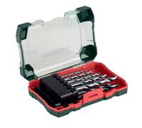 Set de forets SP METABO - 13 pièces - 626728000 | 900 N/mm² - Résistance à la traction DIN 338 - Foret à bois avec pointe de centrage - Foret à maçonnerie avec plaque en métal