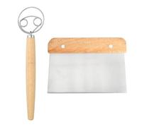 Set de Fouets Danois et Coupe-Pâte 2 Fouets à Pâte Danoise en Acier Inoxydable avec Manche en Bois Ergonomique 1 Coupe-Pâte Outils, Fouet Danois, Mélange et Cuisson