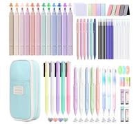 Set de Fournitures Scolaires 71 Pcs avec Trousse, Kit papeterie esthétique | 12 Surligneurs Pastel, Stylos Gel & Effaçables, Porte-Mines, Kit Fournitures Scolaires pour Rentrée, Collège, Université