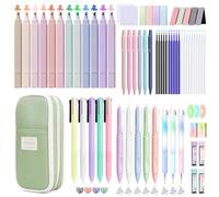 Set de Fournitures Scolaires 71 Pcs avec Trousse, Kit papeterie esthétique | 12 Surligneurs Pastel, Stylos Gel & Effaçables, Porte-Mines, Kit Fournitures Scolaires pour Rentrée, Collège, Université