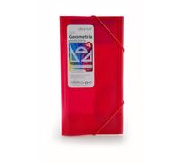 Set de géométrie Colorline - Classeur avec élastiques + règle 30 cm, équerre, rapporteur et carte de formules - Rouge