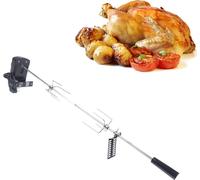 Set de gril électrique pour tournebroche, construction en acier inoxydable, idéal pour la viande, noir