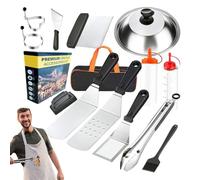 Set De Grill | Accessoires de Cuisson Résistants et Complets - 14 Pièces | en Acier Inoxydable Robuste pour Jardin Camping Extérieur - Brochettes Légumes Crevettes et Viandes