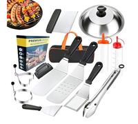 Set De Grill | Ensemble Compact d'Accessoires de Cuisson,14 Pièces en Acier Inoxydable Robuste pour Jardins Camping Légumes Viandes Et Crevettes
