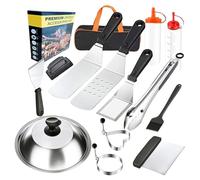 Set De Grill - Ensemble Compact d'Accessoires de Cuisson,14 Pièces en Acier Inoxydable Robuste pour Jardin Camping Extérieur - Brochettes Légumes Crevettes et Viandes