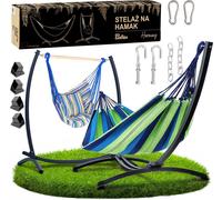 Set de hamacs avec cadre en acier 2en1, 250 kg, graphite