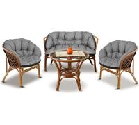 Set de jardin 2x122x40cm + 190x40cm pour fauteuil, canapé, balançoire, meubles en rotin, imperméable gris