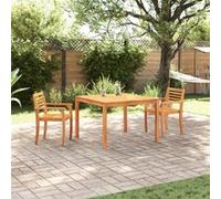 vidaXL Ensemble de jardin pour repas, 3 pièces, bois d'acacia massif, couleur marron