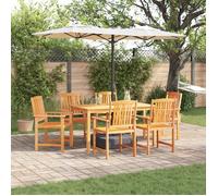 vidaXL Ensemble de jardin pour repas, 7 pièces, bois d'acacia massif, couleur marron