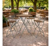 Set de jardin de bière table haute + 4 tabourets de bar pliants acacia 80x80x110cm