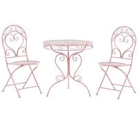 Set de Jardin de type Bistrot Table et 2 Chaises en Métal Rose avec Ornaments Décoratifs pour Terrasse ou Balcon Classique et Romantique Beliani
