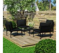 vidaXL Ensemble salon de jardin 5 pièces avec coussins Noir PVC