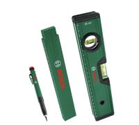 Bosch Set de marquage – niveau à bulle 25 cm, mètre pliant 2 m, marqueur pour trous profonds