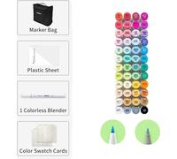 Set de marqueurs artistiques, double pointe, 48 couleurs vives, pinceau fin 48 CLR