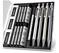 Set de Métal Porte mine,4 Pièces de Criterium 0,5 mm,Porte Mine en Métal avec 8 Tubes de Plomb HB,3 0,5mm/4PCS