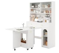 Set de meubles cuisine et salon avec table escamotable, bar sur roulettes et grand espace de rangement