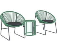 Set de meubles de jardin en poly rotin, Outdoor Lounge Balkonmöbel pour 2 personnes, 3-pièces groupe de sièges avec 2 chaises, table d'appoint, coussin, résistant aux intempéries salon de jardin pour 