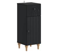 Set de Meubles de Salle de Bain 3 Pièces ALKMAAR Noir en Bois d'Ingénierie | Design compact, rangement optimisé, fixation murale incluse, entretien par chiffon humide, style minimaliste pour petites