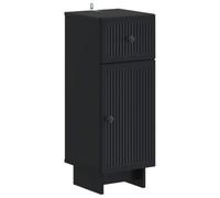 Set de Meubles de Salle de Bain 3 Pièces, Noir, Bois d'Ingénierie, Cabinet | Bois résistant à l'humidité, design linéaire moderne, profil fin gain de place, entretien par chiffon humide, fixation