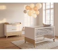 Set De Meubles 'theo' Duo - Lit Bébé Évolutif 70x140 + Commode À Langer Blanc / Chêne TU