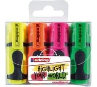 edding Mini-surligneurs 7 - étui de 4 - couleurs néon - pointe biseautée 1-3 mm