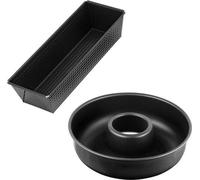 Set de Moules à Gâteaux Zenker, Moule à Cake 30,5 x 11,5 cm, Moule à Savarin 28 cm, Acier Revêtement Antiadhésif, Black Metallic