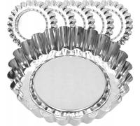 Set de moules à pâtisserie - Moules à muffins/tartelettes - 10 cm de diamètre - Lot de 6 - Métal - Argent